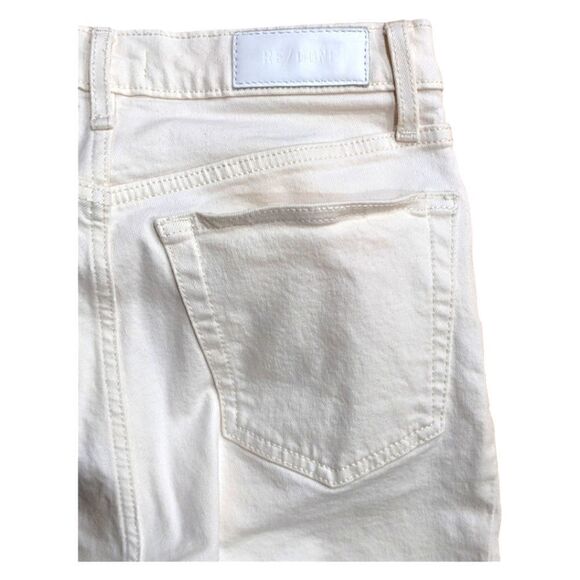 RE/DONE 70S Stove Pipe High Rise Vintage White Button Fly Ankle Jeans Size 28 - Picture 9 of 12